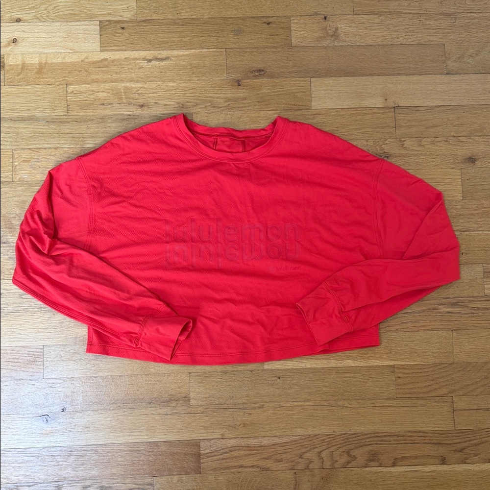 lululemon athletica Red Long Sleeve Cropped Tee